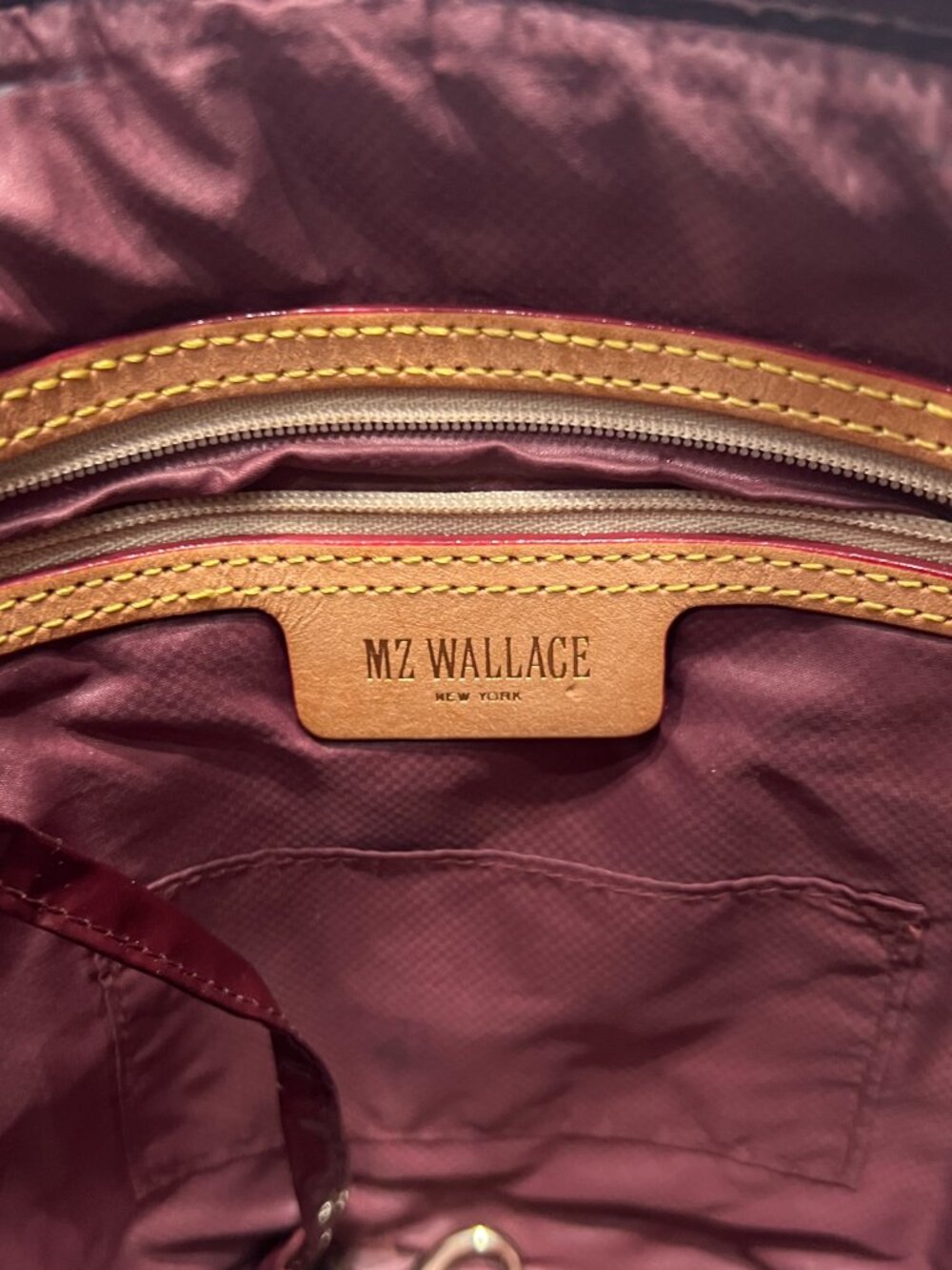 $335 MZ WALLACE Burgundy Red Downtown Crosby Patent Crossbody Shoulder Bag - Picture 8 of 10